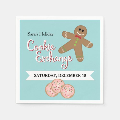 Gingerbread Man Holiday Cookie Exchange Party Paper Napkins