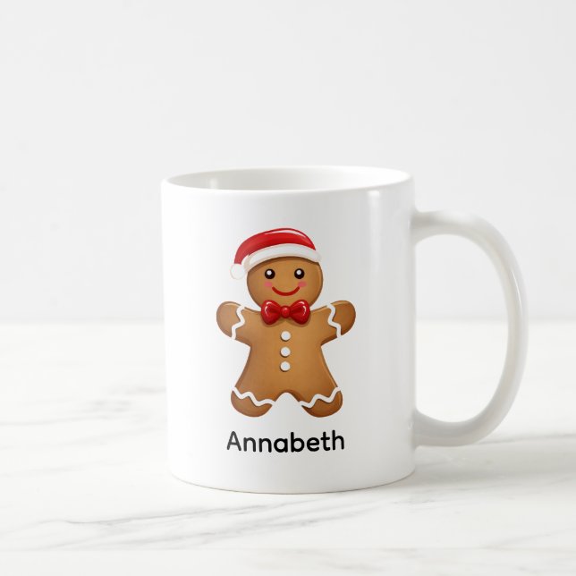 Gingerbread Man Holiday Cookie Personalized Coffee Mug (Right)
