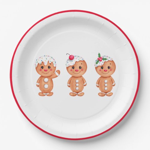 Gingerbread Man Holiday Festive Christmas Seasonal Paper Plates