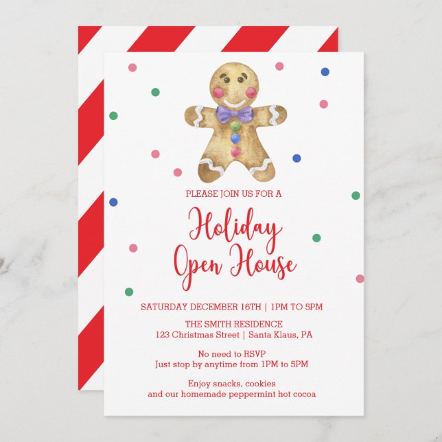 Gingerbread man - Holiday Open House Invitation (Front/Back)