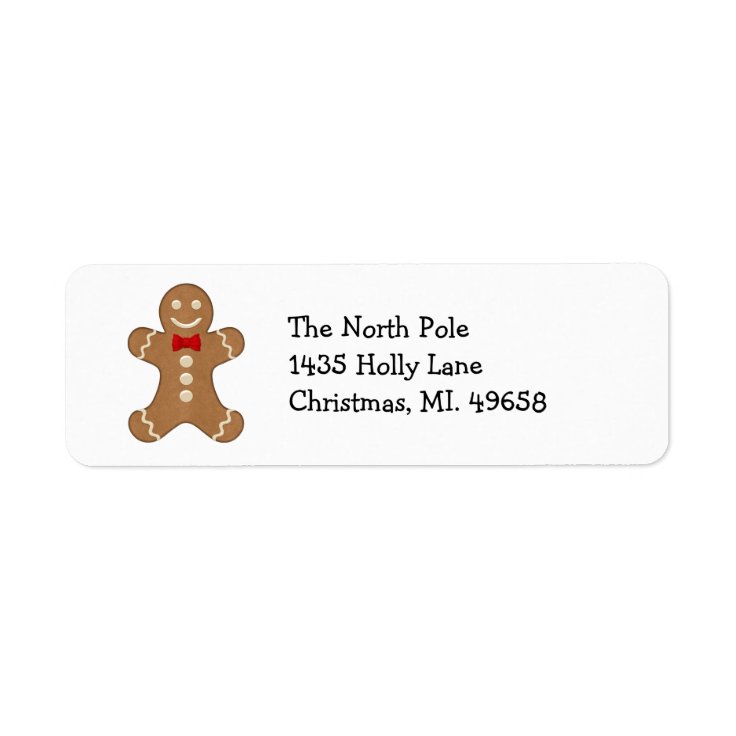 Gingerbread Man Holiday Return Address Labels | Zazzle