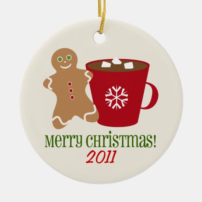 Gingerbread Man & Hot Chocolate Christmas Ornament (Front)