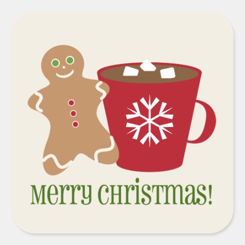 Gingerbread Man  Hot Chocolate Christmas Sticker