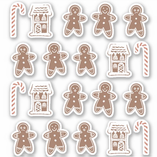 Gingerbread Man House Candy Cane Christmas Cookie  Sticker (Front)