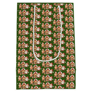 Gingerbread Man House Santa Hollies Medium Gift Bag