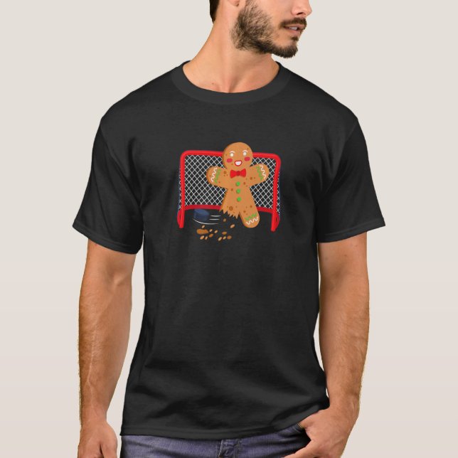 Gingerbread Man Ice Hockey Christmas   T-Shirt (Front)