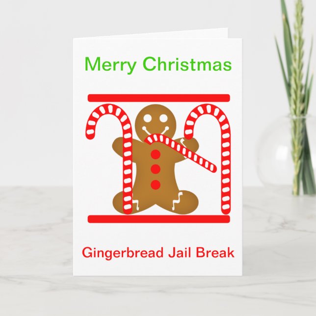 Gingerbread Man Jail Break Holiday Card (Front)
