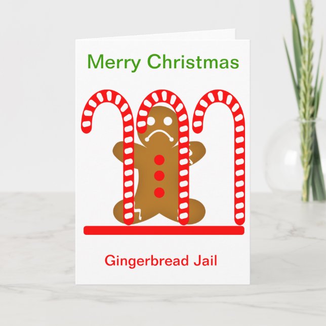 Gingerbread Man Jail Holiday Card (Front)