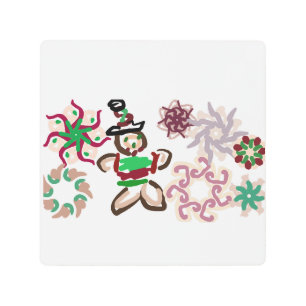 Gingerbread man joy metal print