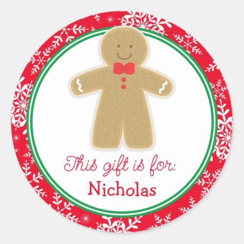 Gingerbread Man Kids Gift Tag Christmas Sticker