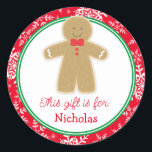 Gingerbread Man Kids Gift Tag Christmas Sticker<br><div class="desc">This Christmas design features our cute little gingerbread man accented with delicate snowflakes! Click the customize button for more flexibility in adding/modifying the text and/or graphics! Variations of this design as well as coordinating products are available in our shop, zazzle.com/store/doodlelulu. Contact us if you need this design applied to a...</div>