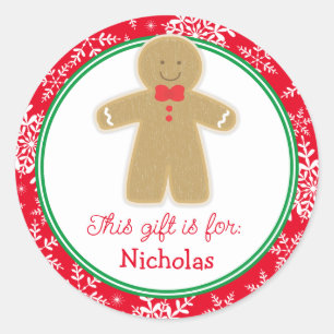 Gingerbread Man Kids Gift Tag Christmas Sticker