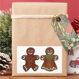 Gingerbread Man Lady Woman Christmas Xmas Cookie Rectangular Sticker