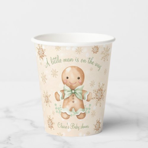 Gingerbread Man Little man Christmas Baby Shower Paper Cups
