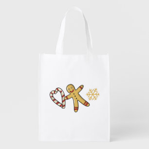 Gingerbread man love grocery bag
