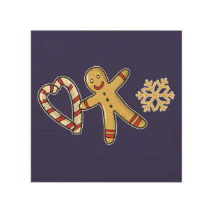 Gingerbread man love wood wall art