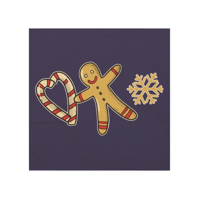 Gingerbread man love wood wall art (Front)