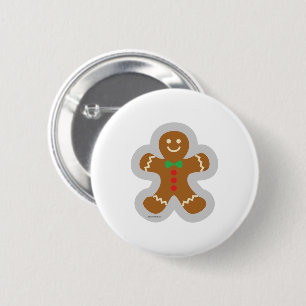 Gingerbread Man Making The Angel In The Snow Button