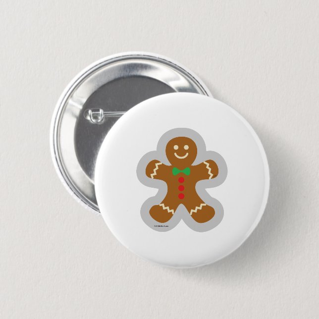 Gingerbread Man Making The Angel In The Snow Button (Front & Back)