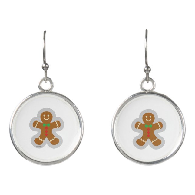 Gingerbread Man Making The Angel In The Snow Earrings (Front)