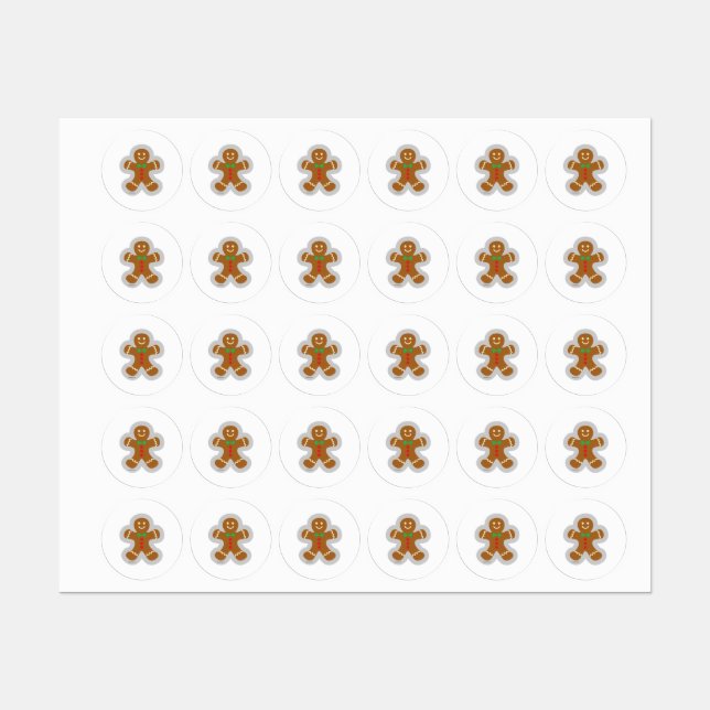 Gingerbread Man Making The Angel In The Snow Labels (Sheet)