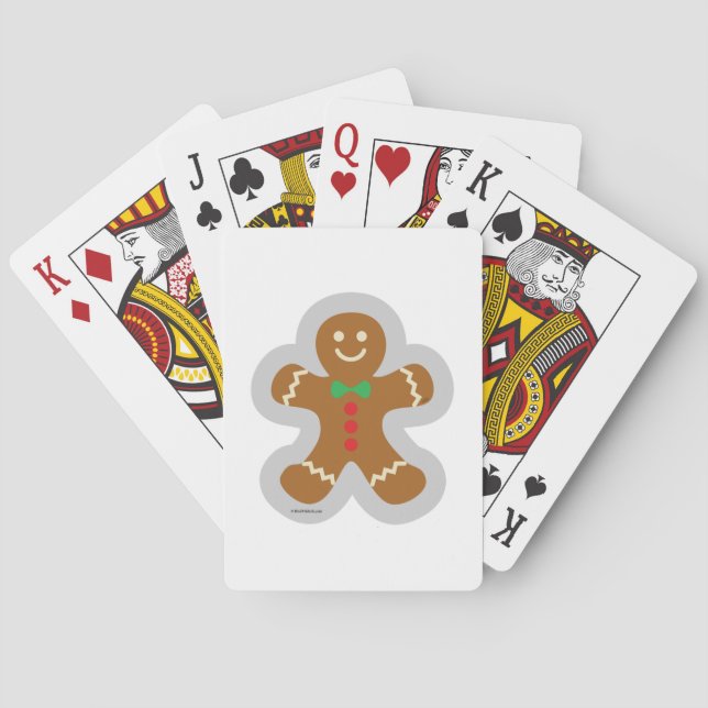 Gingerbread Man Making The Angel In The Snow Poker Cards (Back)