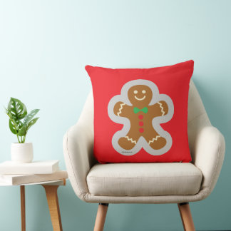 Gingerbread Man Making The Angel In The Snow Throw Pillow