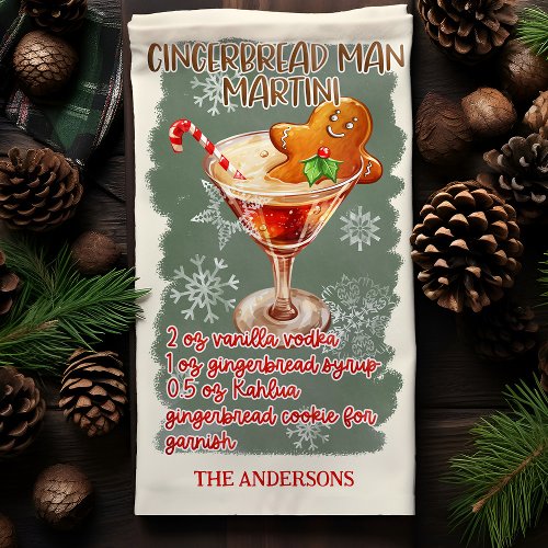 Gingerbread Man Martini Christmas Cocktail Recipe Kitchen Towel