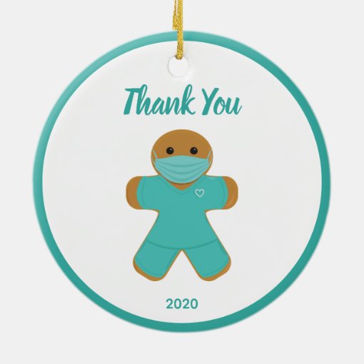 Gingerbread Man Medical Nurse Doctor Thank You Ceramic Ornament Zazzle 