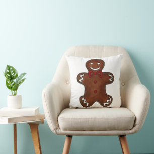 Gingerbread Man Men Christmas Cookie Holiday Throw Pillow