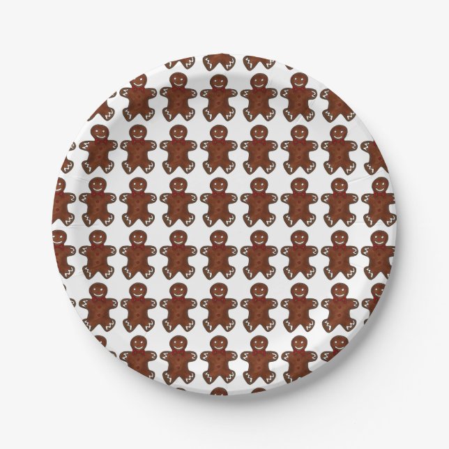 Gingerbread Man Men Cookie Christmas Holiday Party Paper Plates (Front)