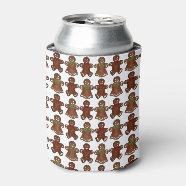 Gingerbread Man Men Lady Christmas Cookie Holiday  Can Cooler (Can Front)