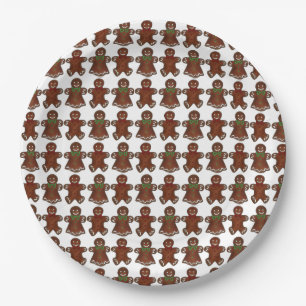 Gingerbread Man Men Lady Christmas Cookie Holiday Paper Plates