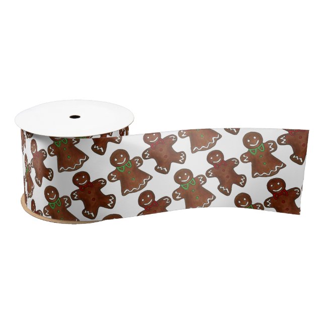Gingerbread Man Men Lady Christmas Cookie Holiday  Satin Ribbon (Spool)
