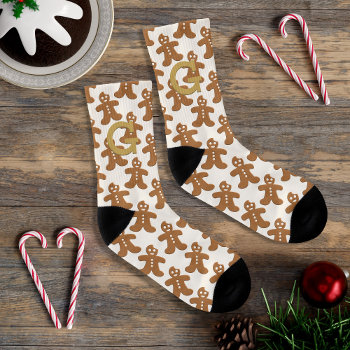 Gingerbread Man Monogrammed Christmas Socks by mothersdaisy at Zazzle