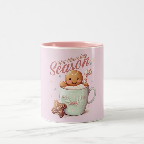 Gingerbread Man Mug Pink Christmas Gift