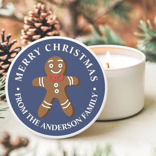 Holiday And Seasonal 16 Gingerbread Man Navy Blue Merry Christmas Mini Candle Favors
