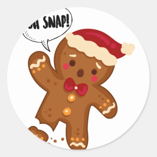 Gingerbread Man Oh Snap Christmas Classic Round Sticker