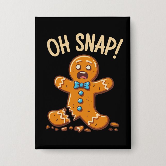 Gingerbread Man Oh Snap Christmas Cookie Baking Button (Front)