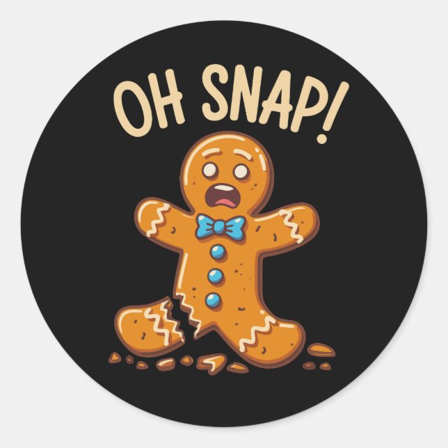 Gingerbread Man Oh Snap Christmas Cookie Baking Classic Round Sticker (Front)