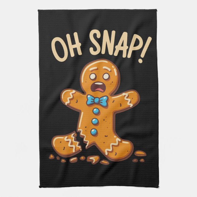 Gingerbread Man Oh Snap Christmas Cookie Baking Kitchen Towel (Vertical)