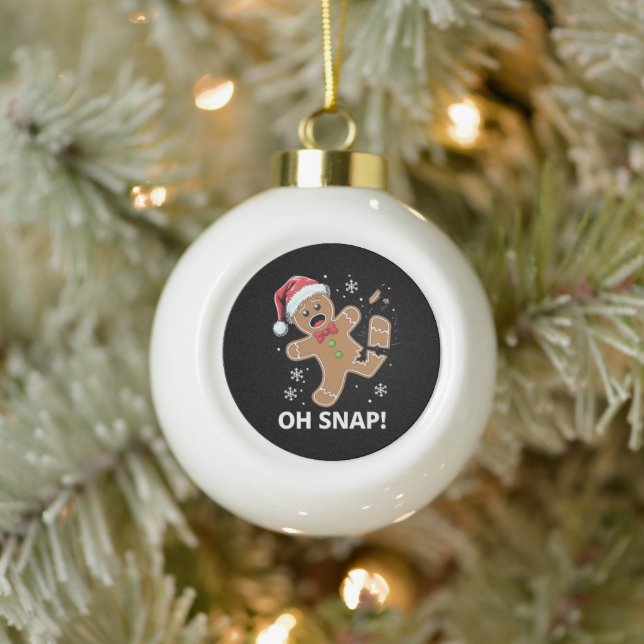 Gingerbread Man Oh Snap Christmas Funny Cookie  Ceramic Ball Christmas Ornament (Tree)