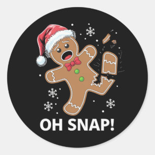 Gingerbread Man Oh Snap Christmas Funny Cookie Classic Round Sticker