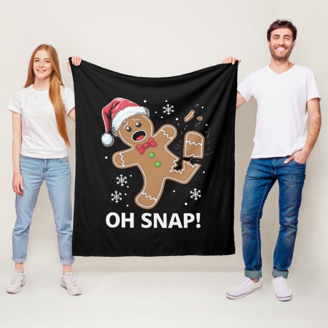 Gingerbread Man Oh Snap Christmas Funny Cookie  Fleece Blanket (In Situ)
