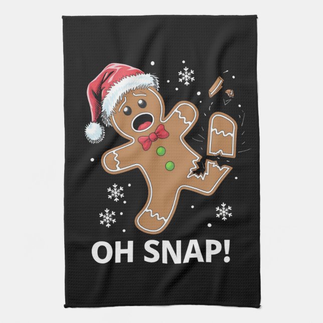 Gingerbread Man Oh Snap Christmas Funny Cookie  Kitchen Towel (Vertical)