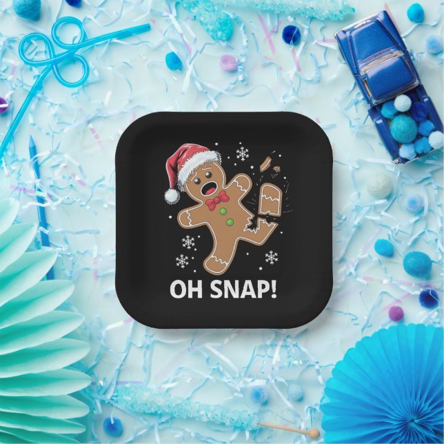 Gingerbread Man Oh Snap Christmas Funny Cookie  Paper Plates (Party)