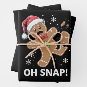 Gingerbread Man Oh Snap Christmas Funny Cookie Wrapping Paper Sheets