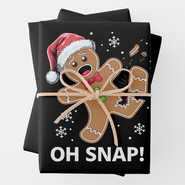 Gingerbread Man Oh Snap Christmas Funny Cookie  Wrapping Paper Sheets (In situ)
