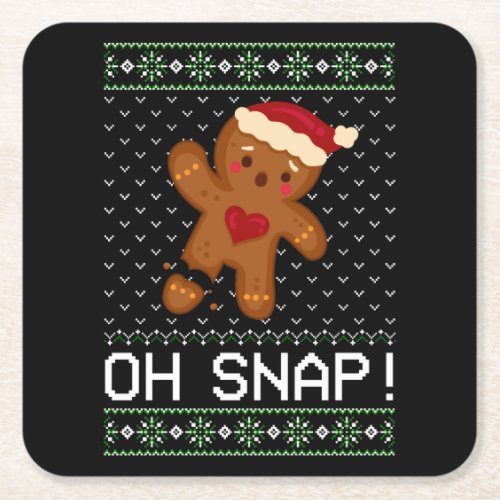 Gingerbread Man Oh Snap Christmas Square Paper Coaster