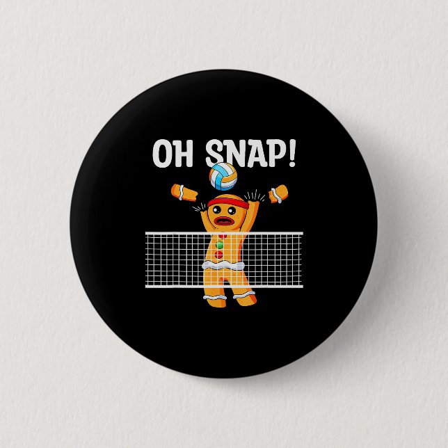 Gingerbread Man Oh Snap Christmas Volleyball Playe Button (Front)